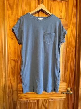 The Sweet Collective Washed Blue Pocket Tee Mini Dress